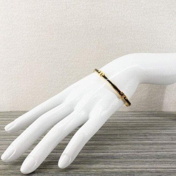 Tory Burch Serif-T Enameled Stackable Bracelet Black OS - Picture 6 of 12